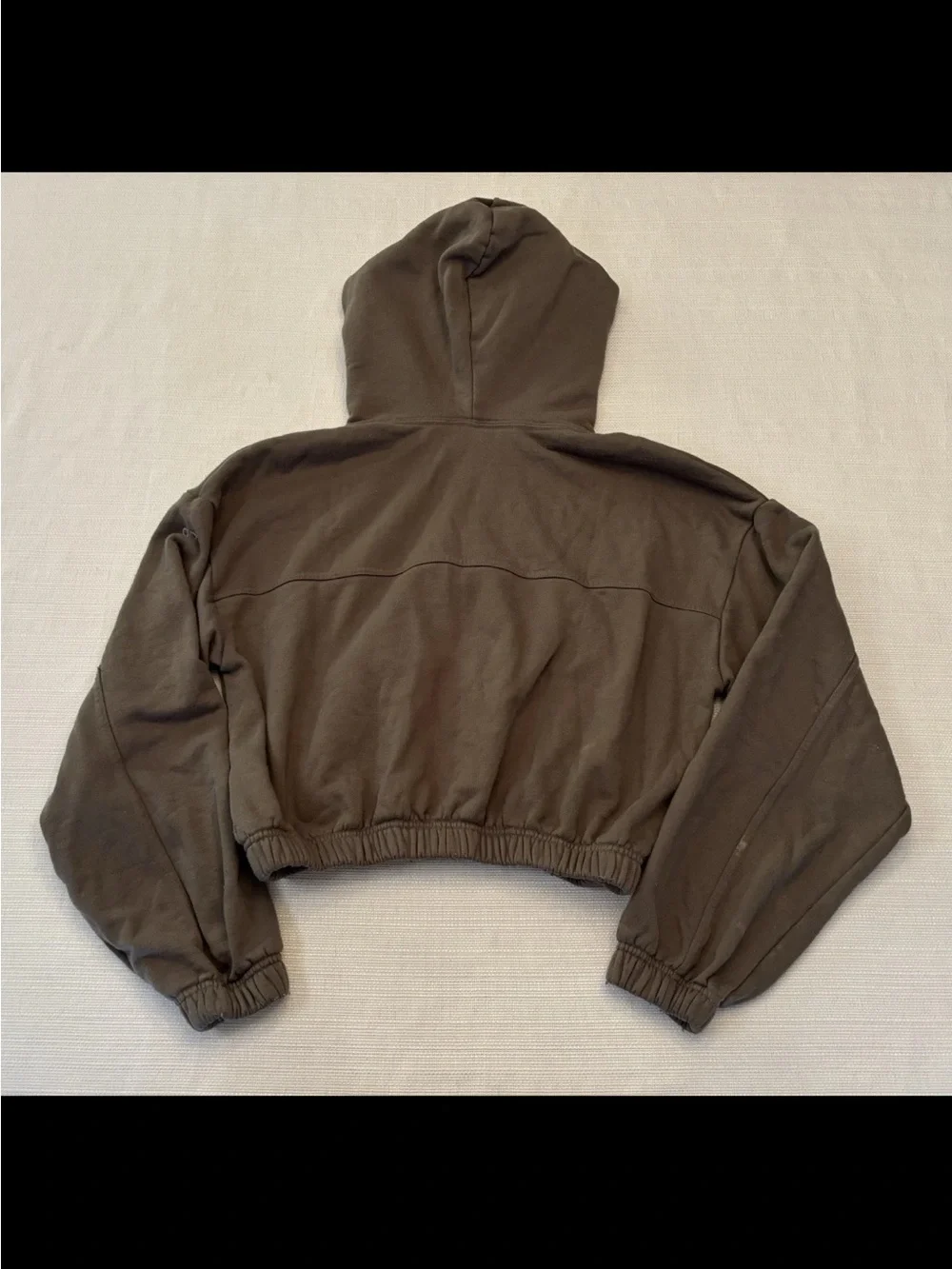 Alo Yoga Womens XS Refresh Stadium Half Zip Hoodie Brown Cropped French Terry